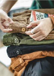 Maden Vintage Brown Corduroy Pants Men Solid Harajuku Straight  Pant Cargo Retro Casual Streetwear Trouser Safari  Bottoms