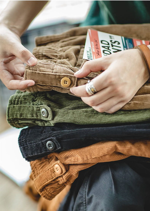 Maden Vintage Brown Corduroy Pants Men Solid Harajuku Straight  Pant Cargo Retro Casual Streetwear Trouser Safari  Bottoms
