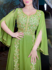 New Middle East Embroidered Cowhide Tawny Robe Evening Gown For Women