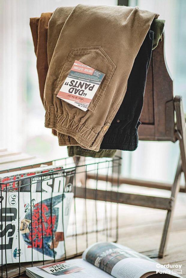 Maden Vintage Brown Corduroy Pants Men Solid Harajuku Straight  Pant Cargo Retro Casual Streetwear Trouser Safari  Bottoms